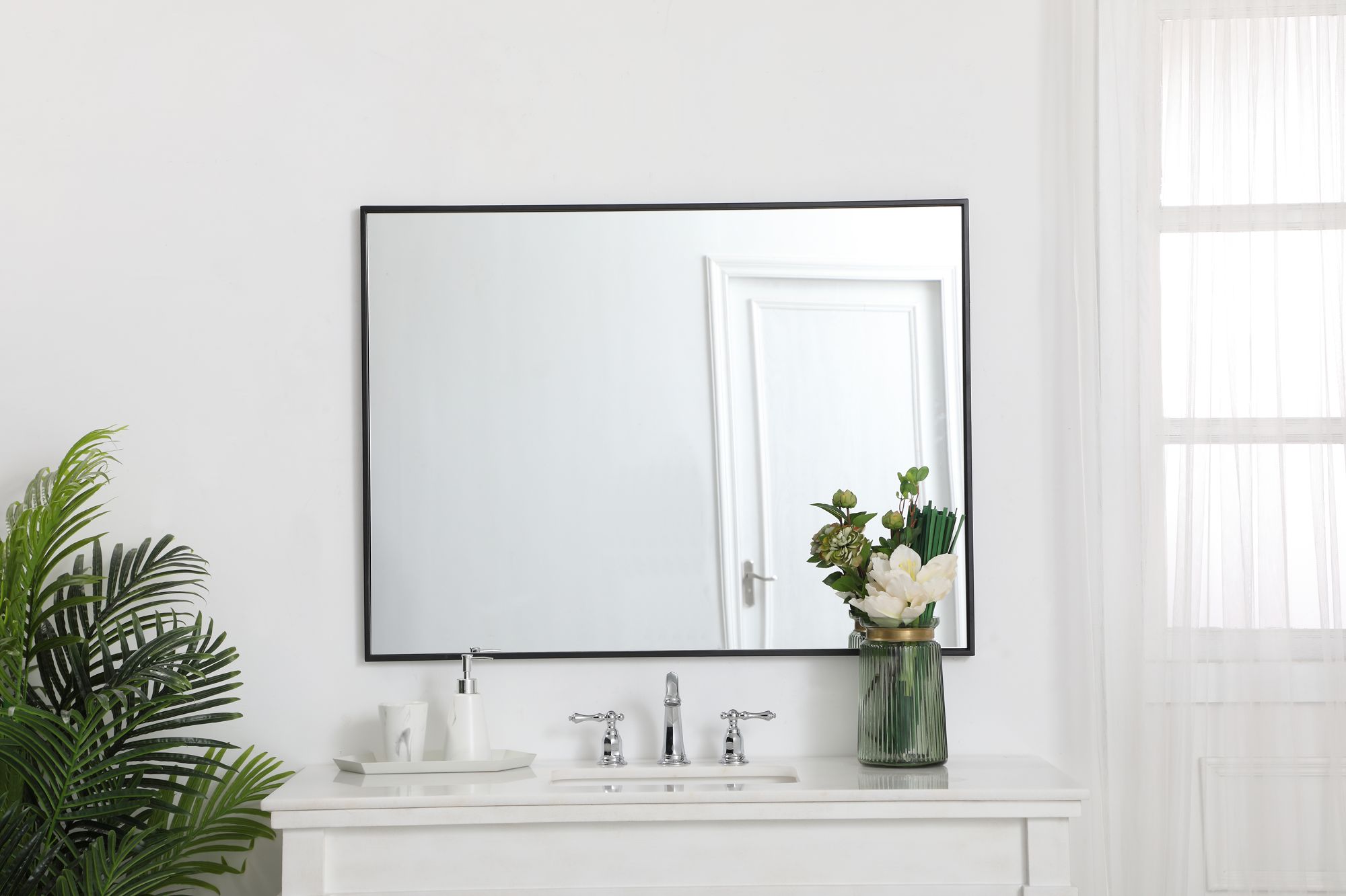 Monet Black Metal 30" x 40" Vanity Wall Mirror