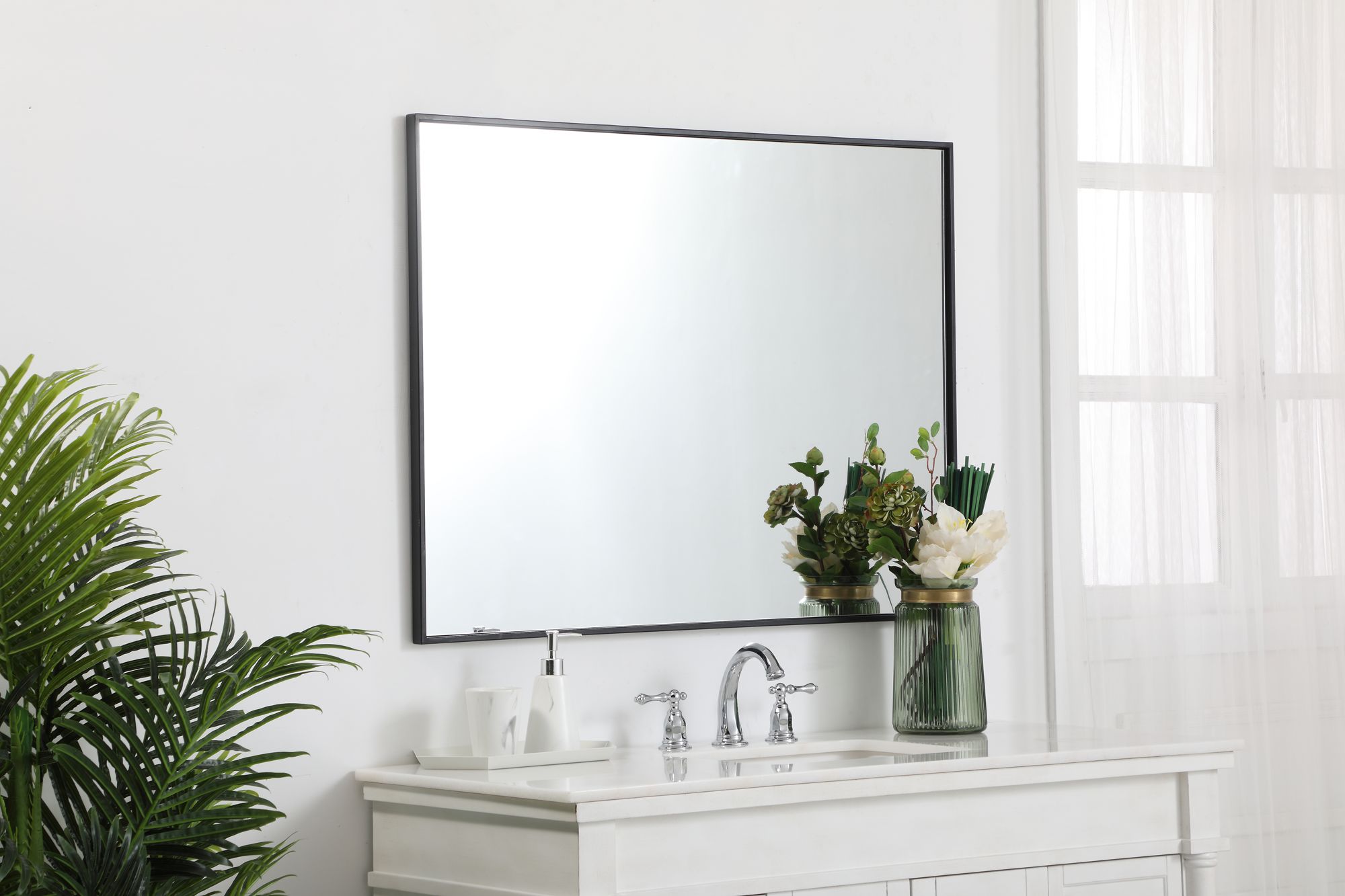 Monet Black Metal 30" x 40" Vanity Wall Mirror
