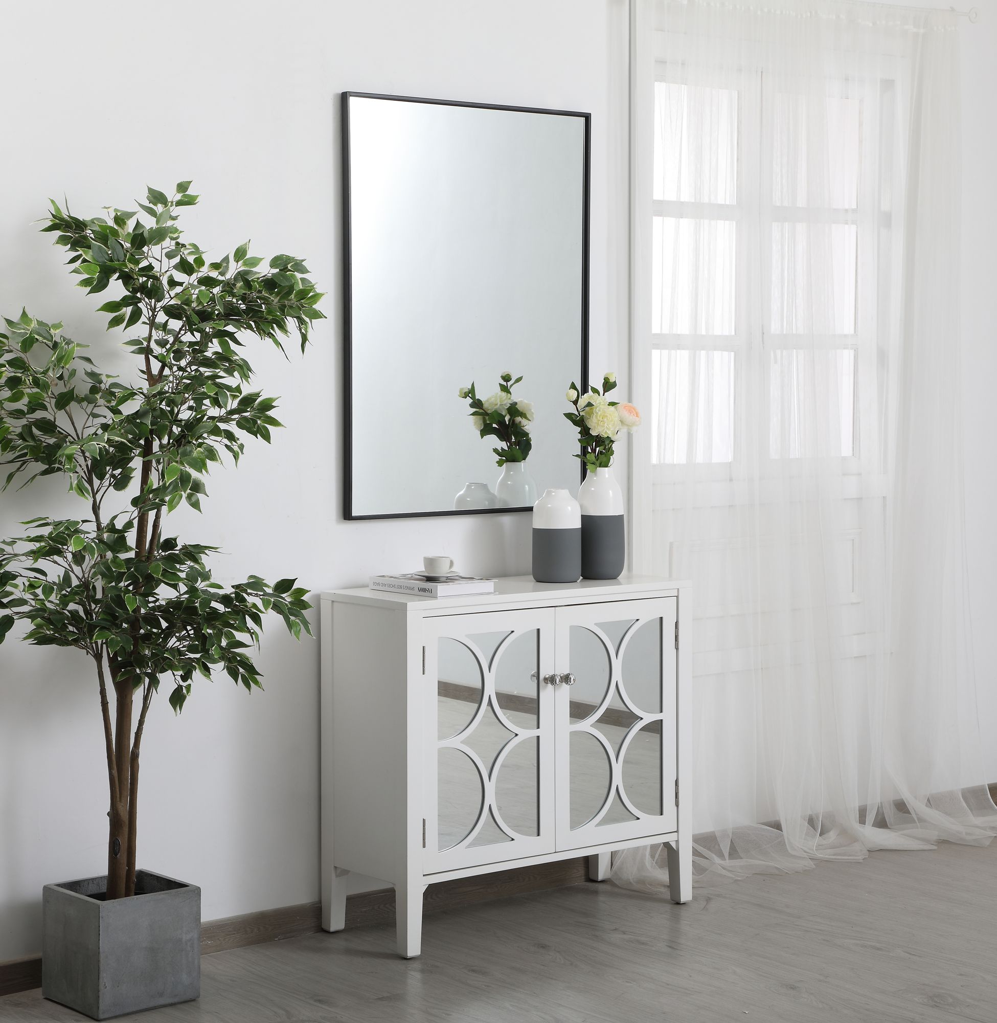 Monet Black Metal 30" x 40" Vanity Wall Mirror