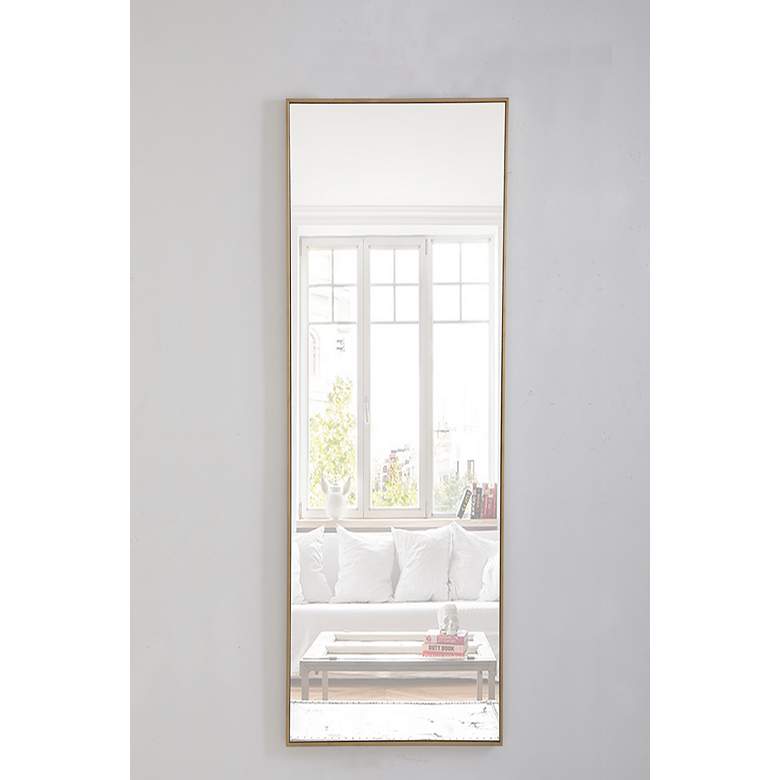 Image 6 Monet Brass 18" x 60" Rectangular Wall Mirror more views