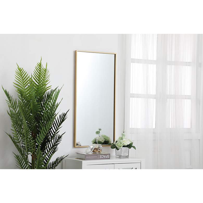Image 4 Monet Brass Metal 18" x 36" Rectangular Vanity Wall Mirror more views