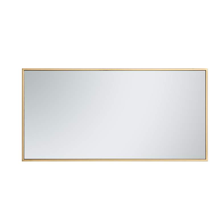 Image 6 Monet Brass Metal 18" x 36" Rectangular Vanity Wall Mirror more views