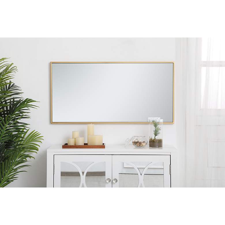 Image 7 Monet Brass Metal 18" x 36" Rectangular Vanity Wall Mirror more views