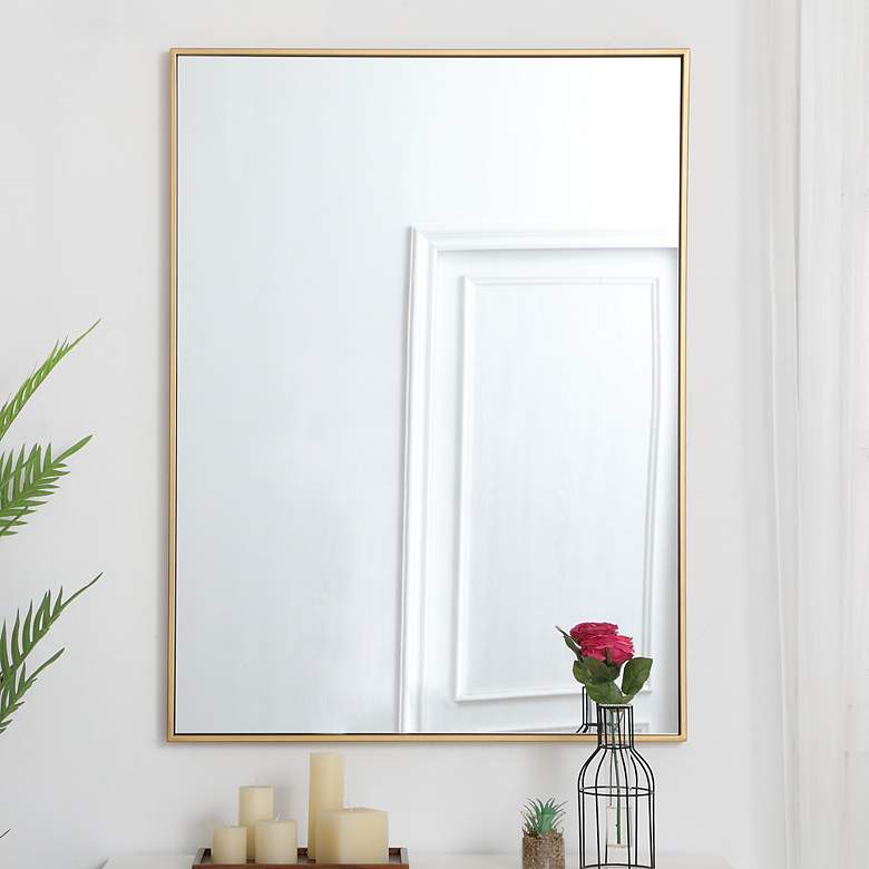 Image 1 Monet Brass Metal 30" x 40" Rectangular Wall Mirror