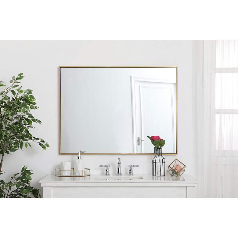 Image 7 Monet Brass Metal 30" x 40" Rectangular Wall Mirror more views