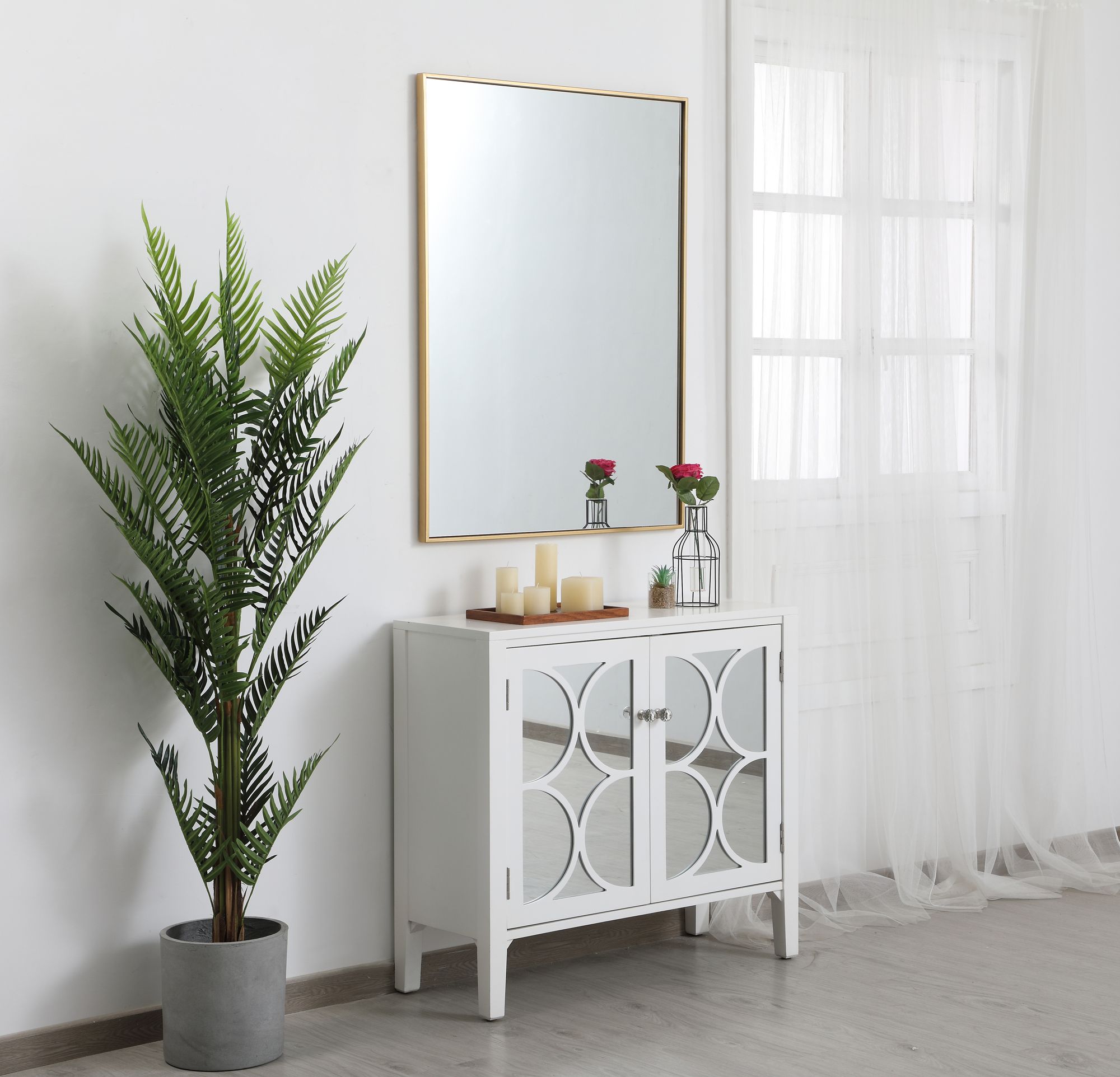 Monet Brass Metal 30" x 40" Rectangular Wall Mirror in scene