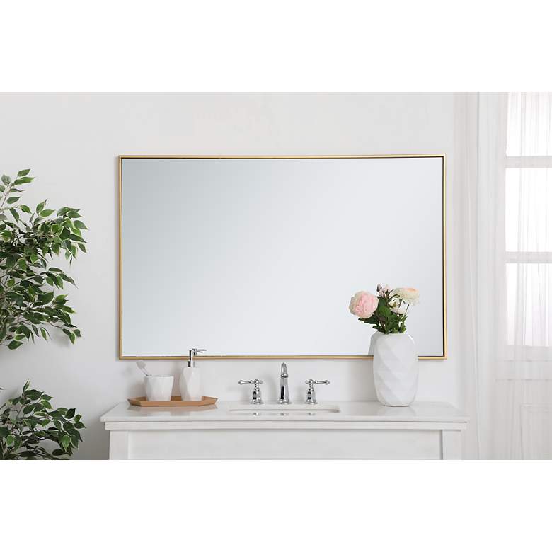 Image 5 Monet Brass Metal 30" x 48" Rectangular Wall Mirror more views