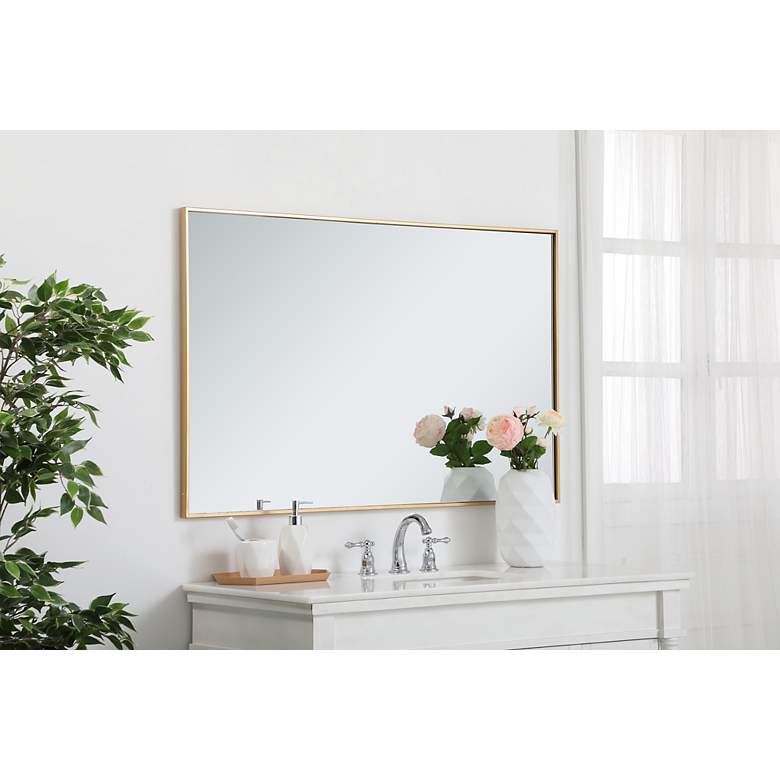 Image 6 Monet Brass Metal 30" x 48" Rectangular Wall Mirror more views