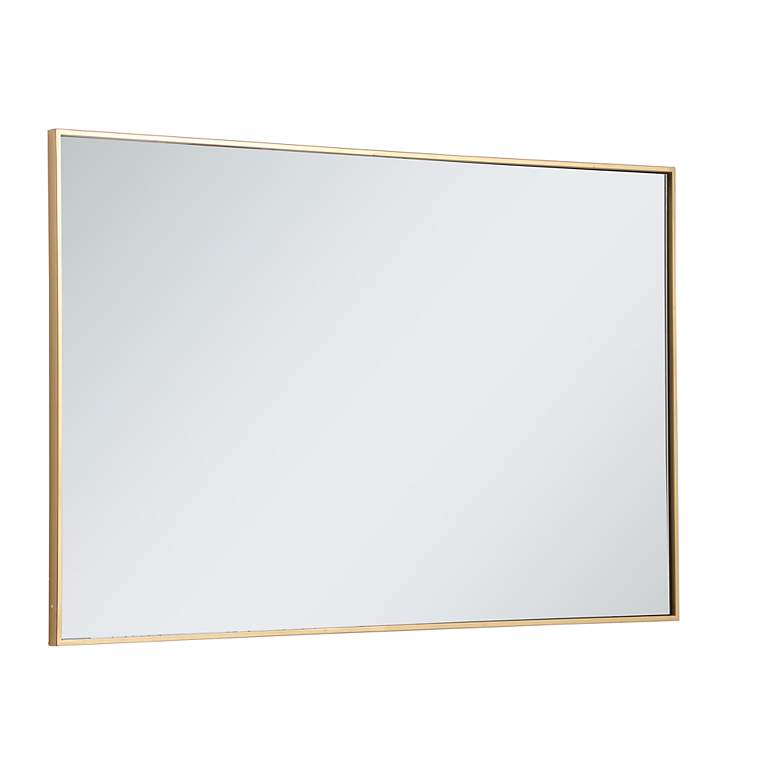 Image 7 Monet Brass Metal 30 inch x 48 inch Rectangular Wall Mirror more views