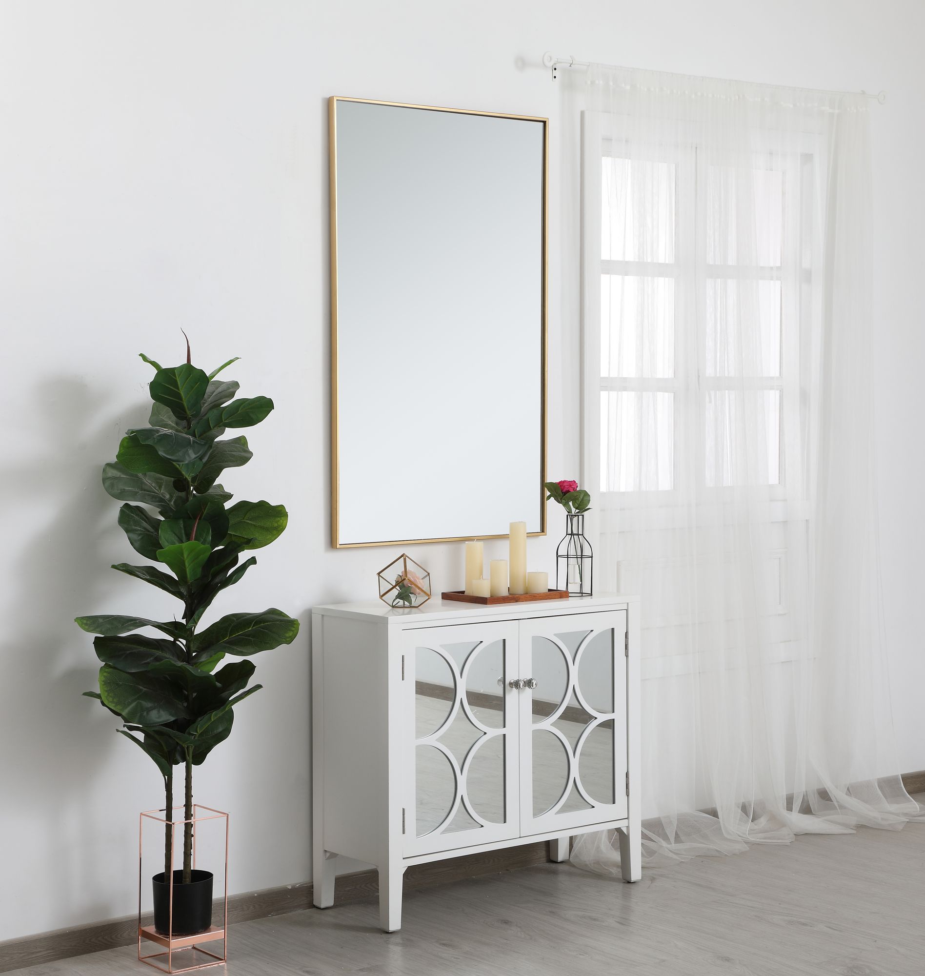 Monet Brass Metal 30" x 48" Rectangular Wall Mirror in scene