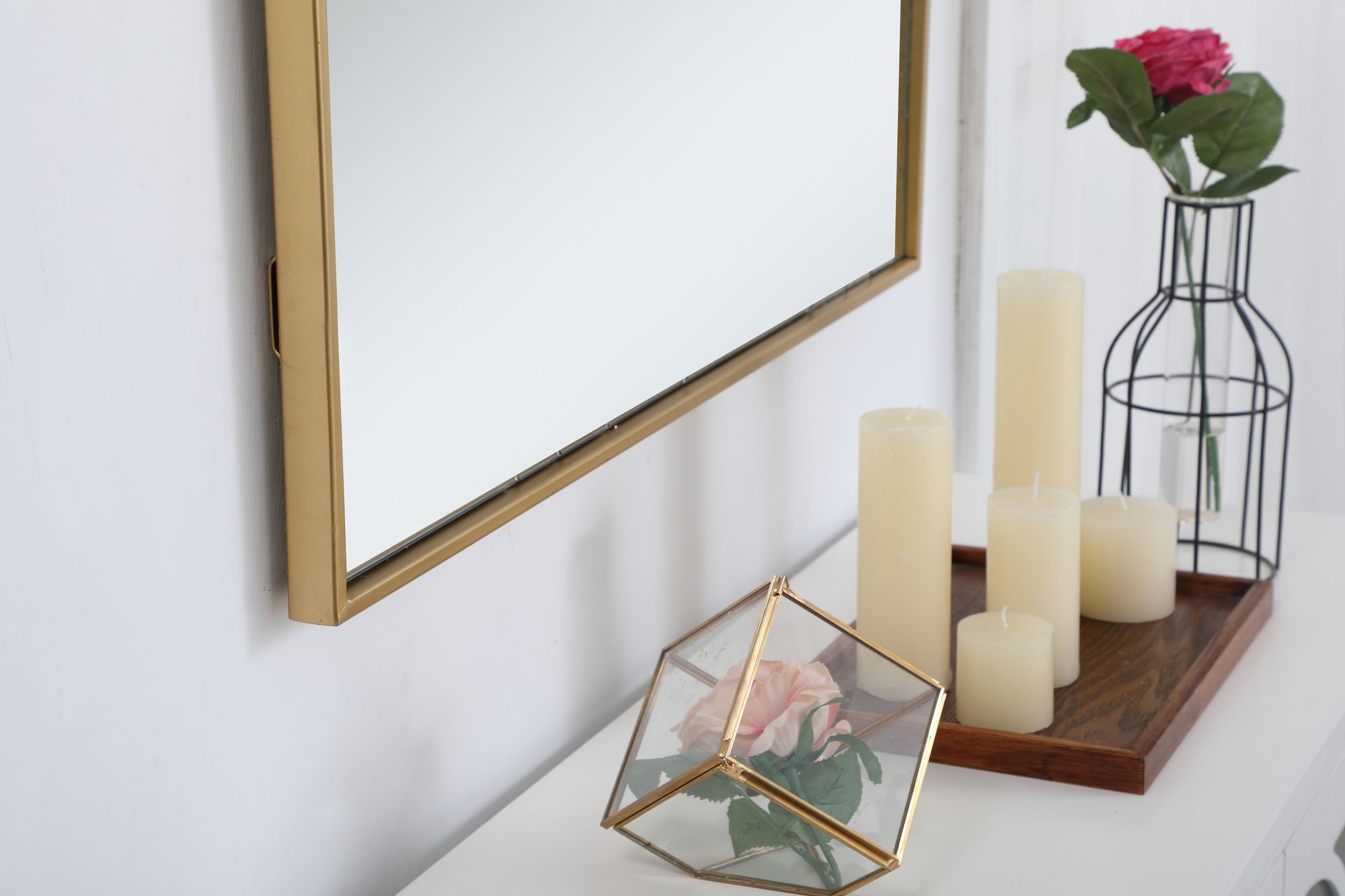 Monet Brass Metal 30" x 48" Rectangular Wall Mirror in scene