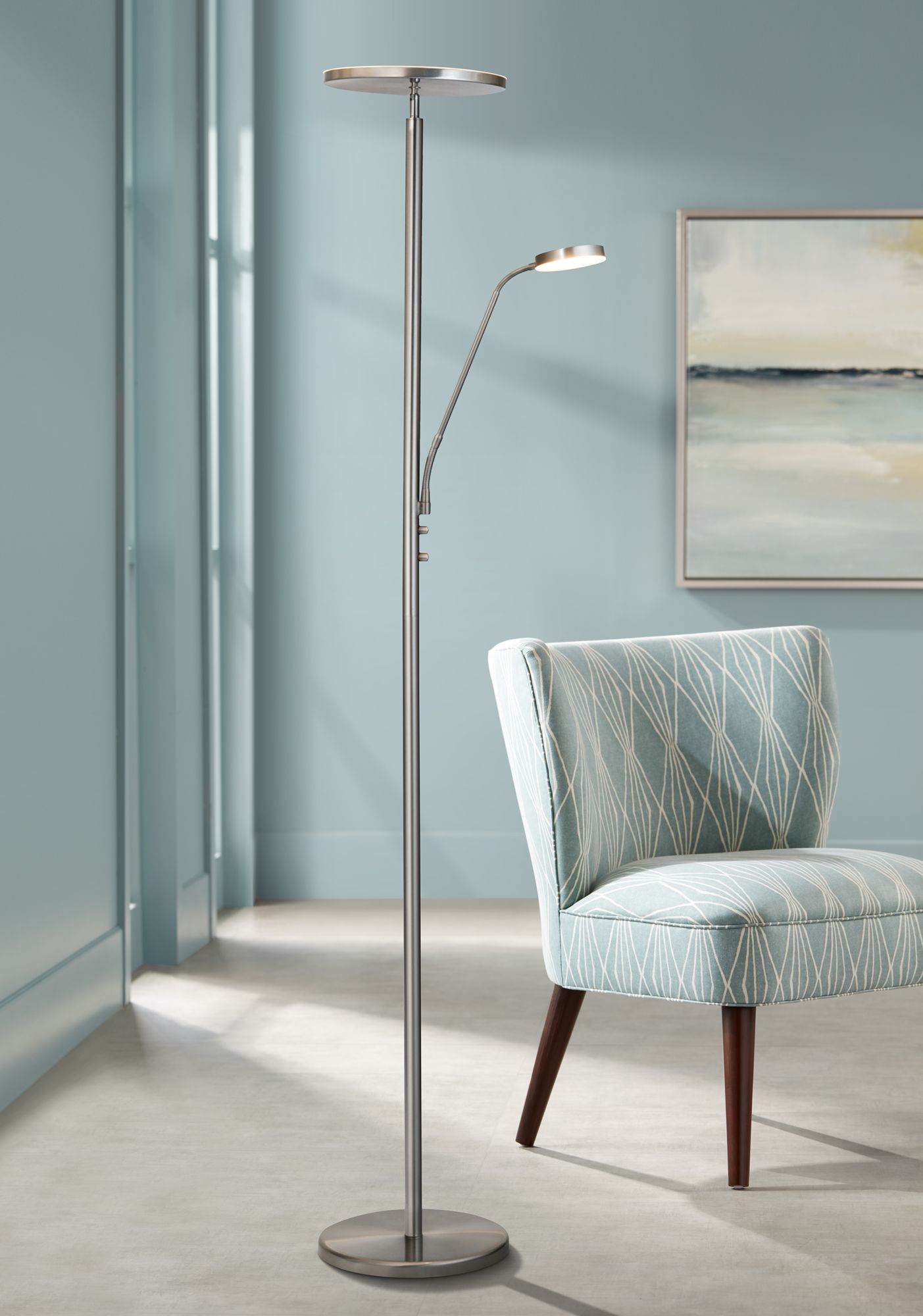 brushed nickel reading floor lamp