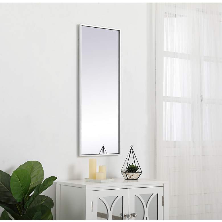 Image 5 Monet Silver Metal 14" x 36" Rectangular Vanity Wall Mirror more views