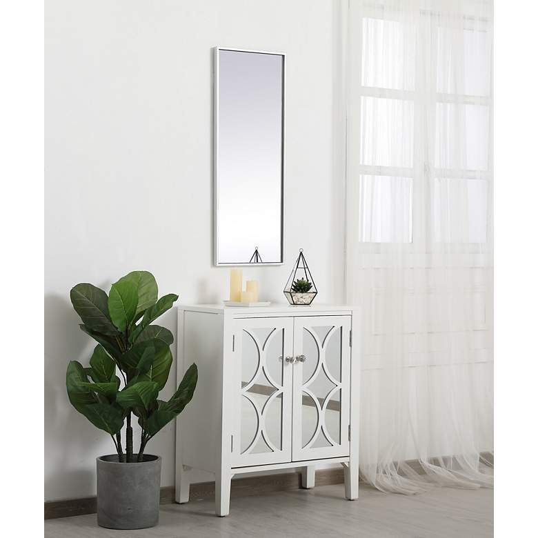 Image 6 Monet Silver Metal 14" x 36" Rectangular Vanity Wall Mirror more views