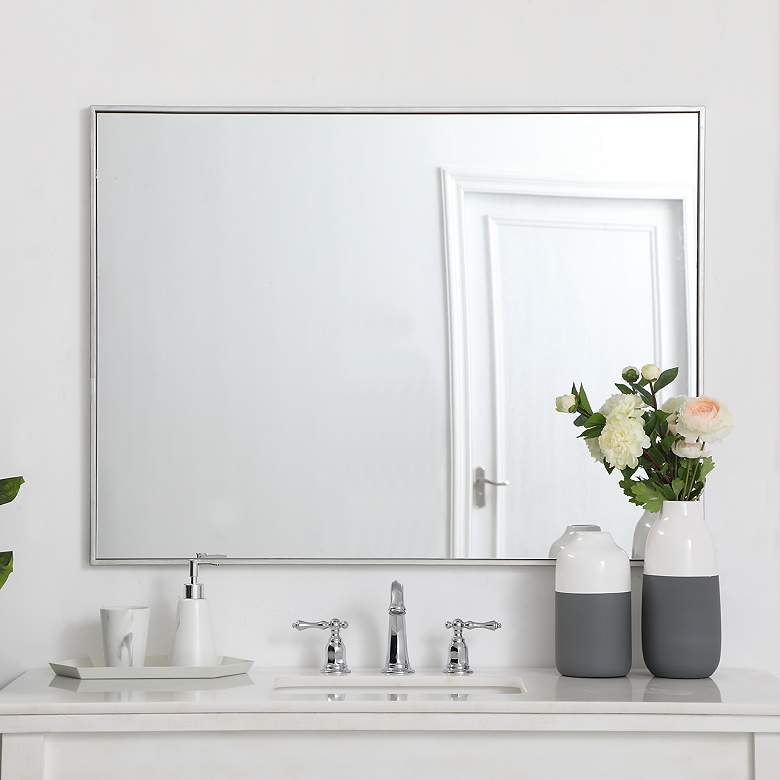 Image 1 Monet Silver Metal 30" x 40" Rectangular Vanity Wall Mirror