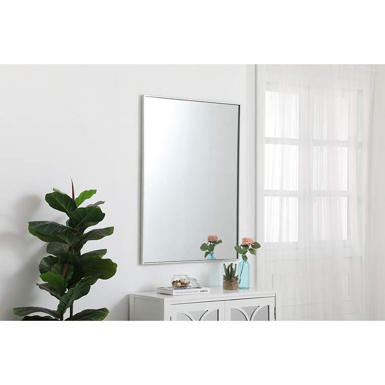 Image 5 Monet Silver Metal 30" x 40" Rectangular Vanity Wall Mirror more views