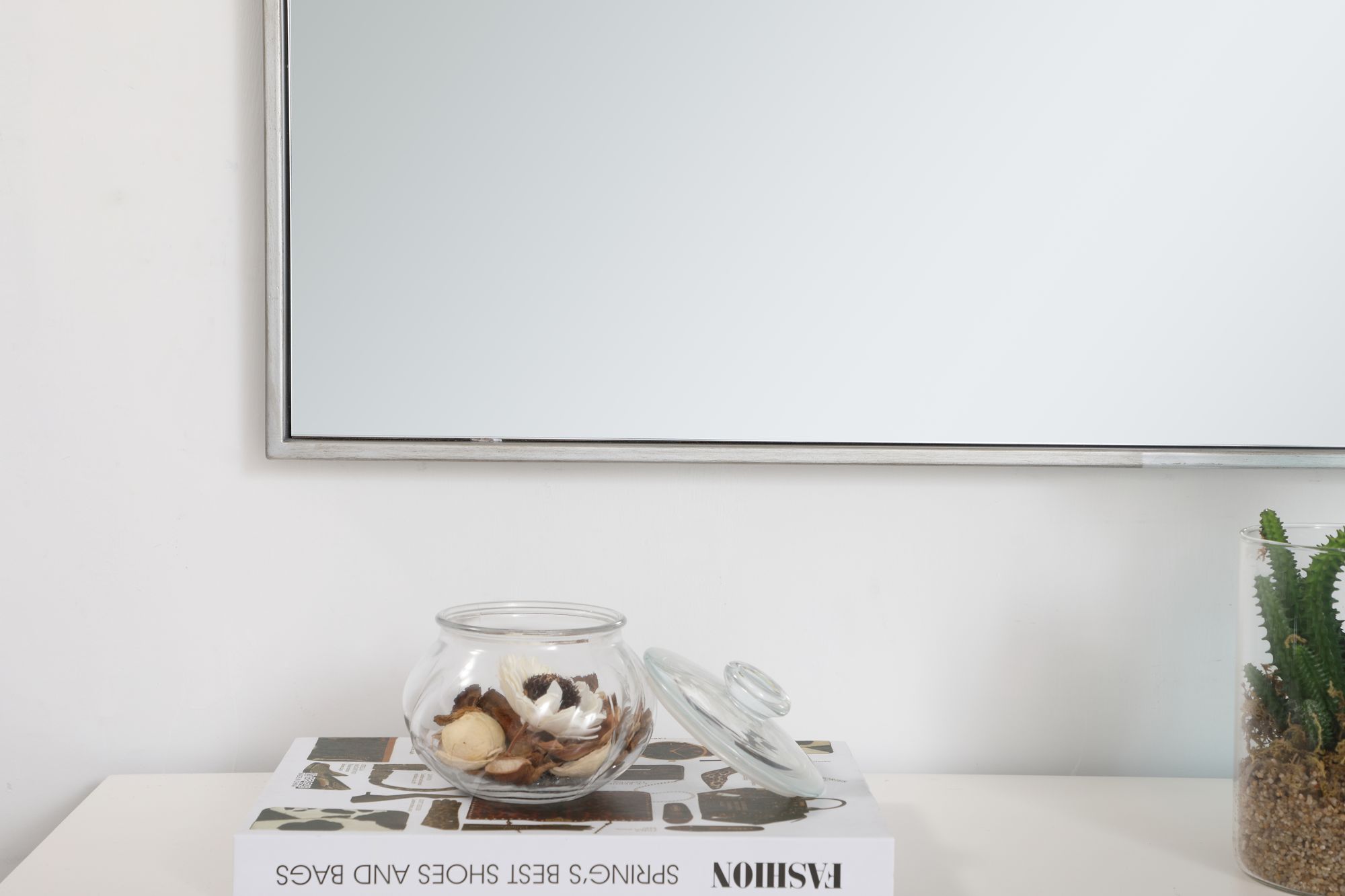Monet Silver Metal 30" x 40" Rectangular Vanity Wall Mirror
