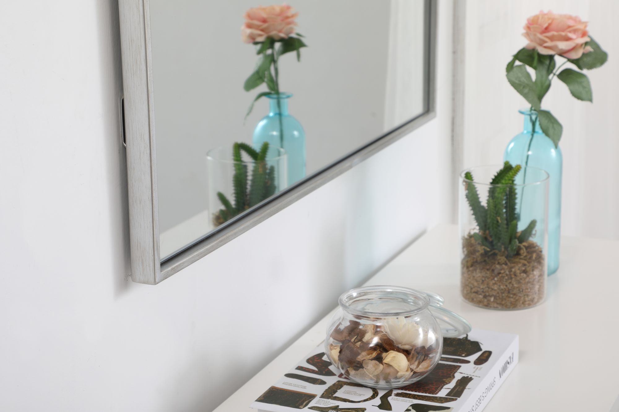 Monet Silver Metal 30" x 40" Rectangular Vanity Wall Mirror