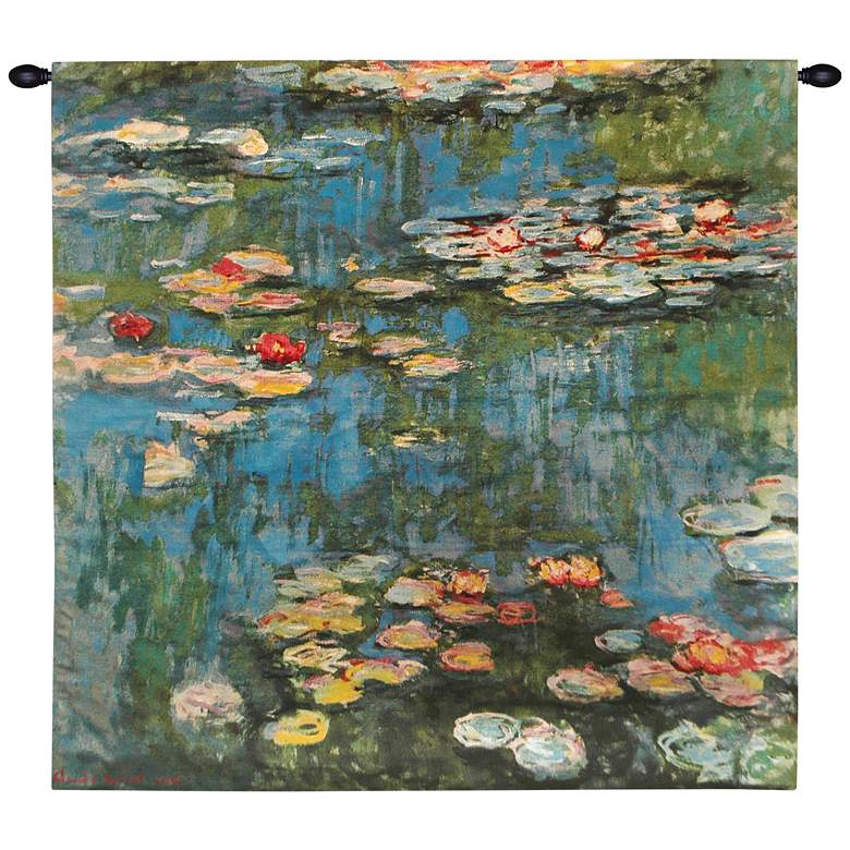 Image 1 Monet Water Lilies 30 inch Square Impressionist Wall Tapestry