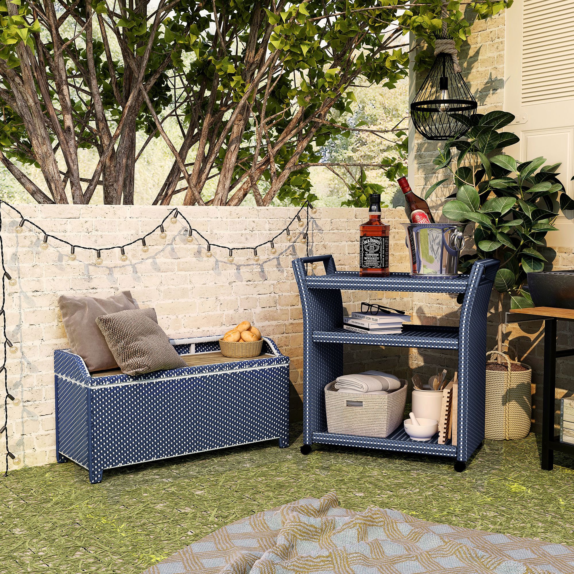 White patio storage discount bench