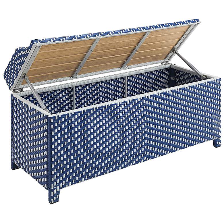 Image 3 Monetta Blue White 2-Piece Storage Bench Serving Cart Set more views