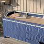 Monetta Blue White 2-Piece Storage Bench Serving Cart Set