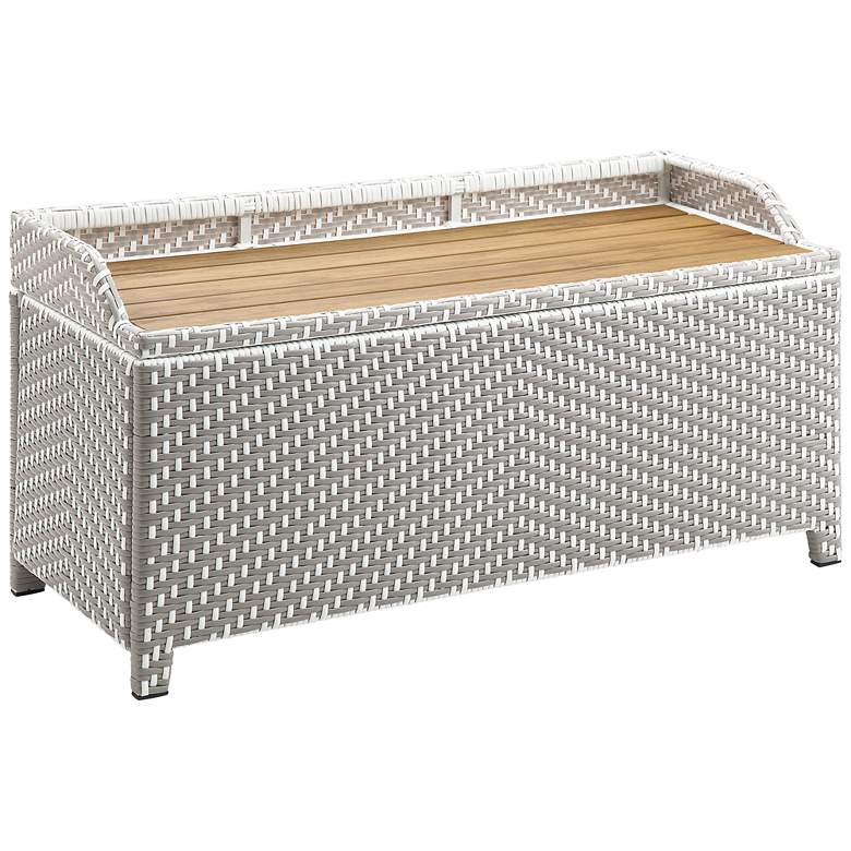 Image 2 Monetta Gray and White Wicker Storage Bench