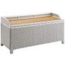 2_Monetta Gray and White Wicker Storage Bench