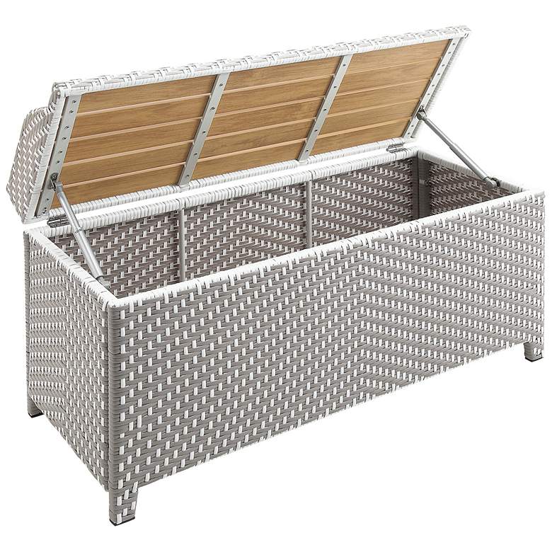 Image 3 Monetta Gray and White Wicker Storage Bench more views