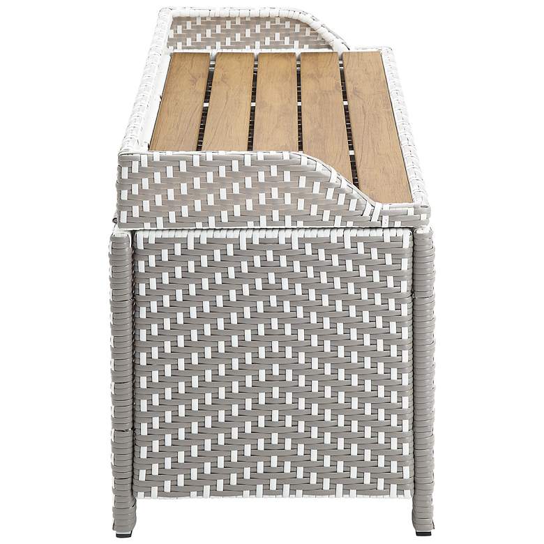 Image 5 Monetta Gray and White Wicker Storage Bench more views