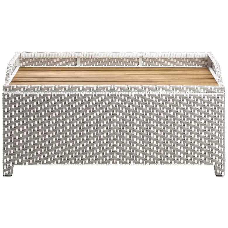 Image 6 Monetta Gray and White Wicker Storage Bench more views