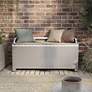 Monetta Gray and White Wicker Storage Bench