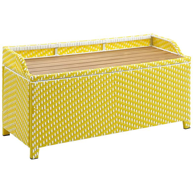 Image 2 Monetta Yellow and White Wicker Storage Bench