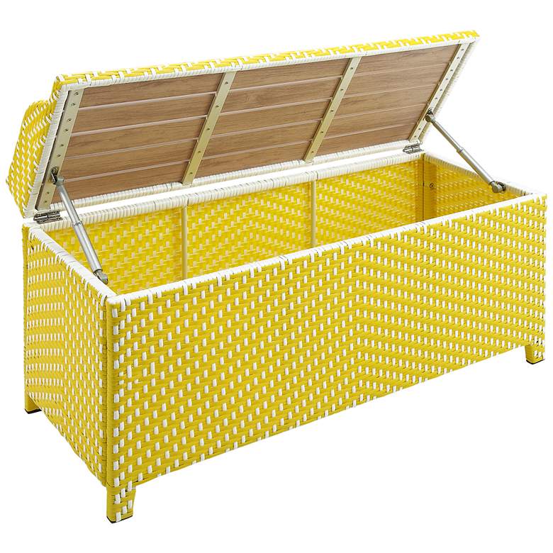 Image 3 Monetta Yellow and White Wicker Storage Bench more views