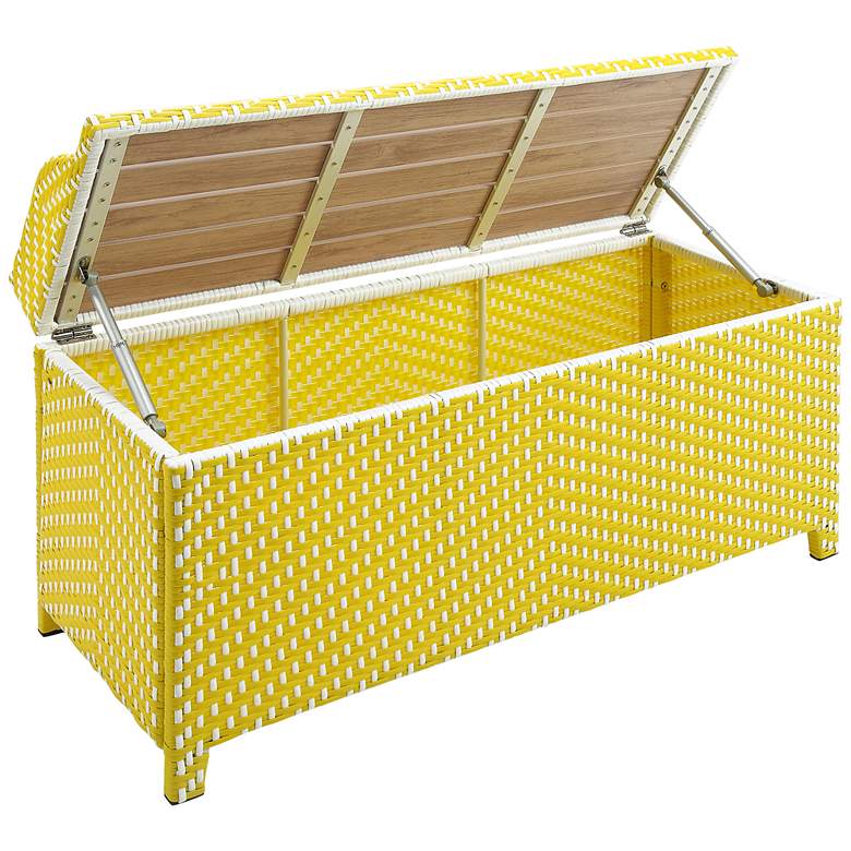 Image 3 Monetta Yellow and White Wicker Storage Bench more views