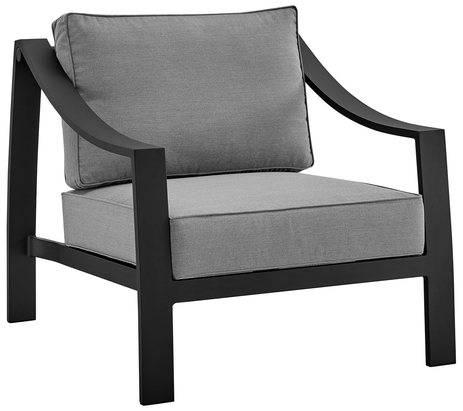 Image 5 Mongo 4 Piece Outdoor Furniture Set in Black Aluminum with Grey Cushions more views
