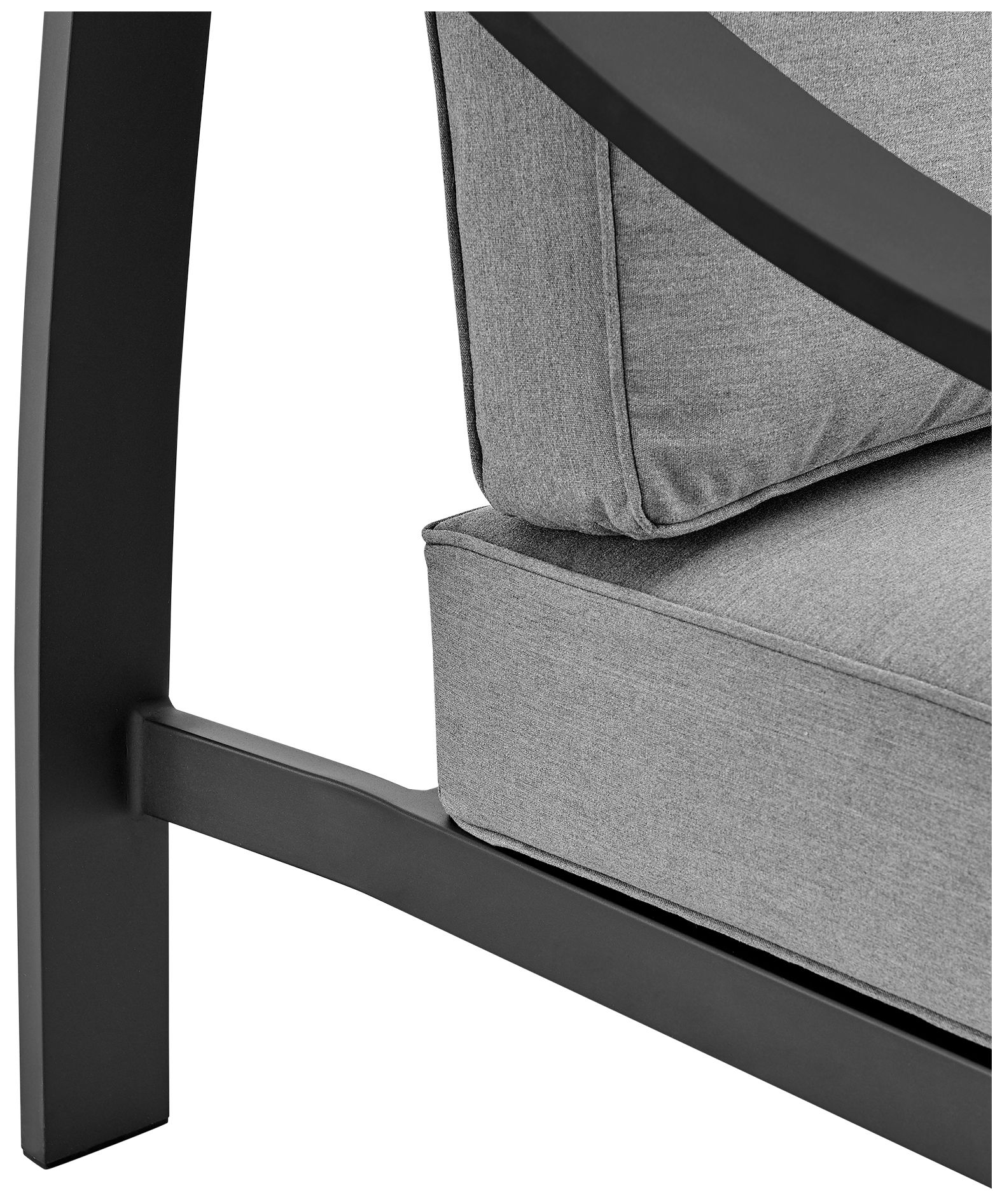 Mongo 4 Piece Outdoor Furniture Set in Black Aluminum with Grey Cushions
