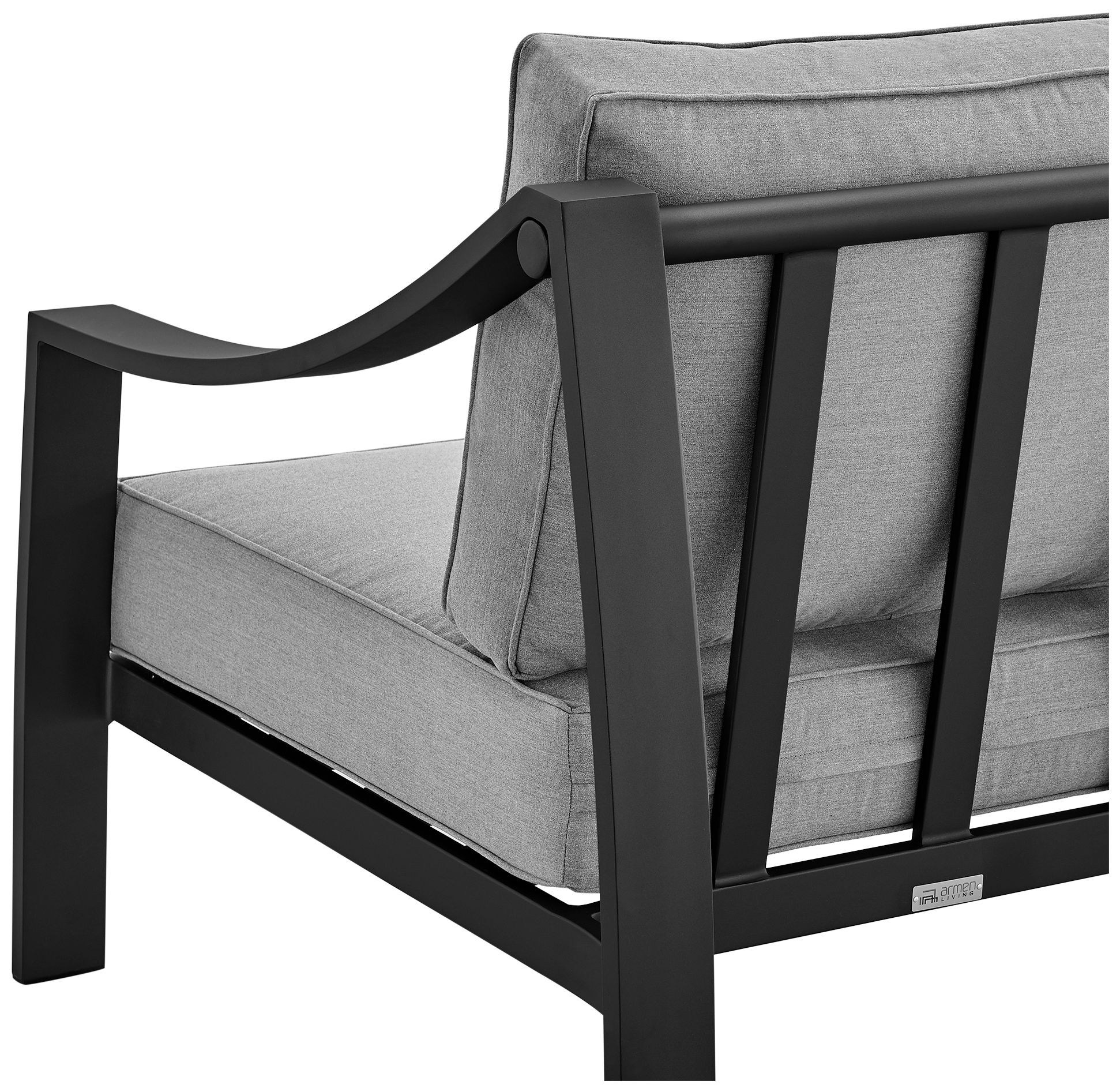 Mongo 4 Piece Outdoor Furniture Set in Black Aluminum with Grey Cushions