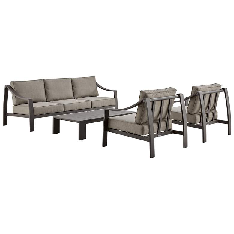 Image 1 Mongo 4 Piece Outdoor Furniture Set in Dark Brown Aluminum with Cushions