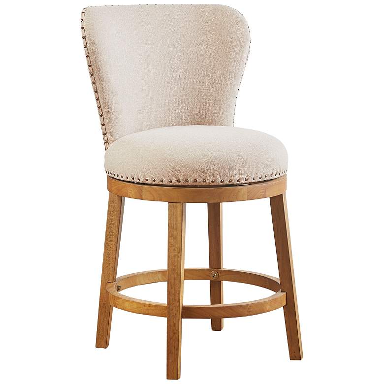 Image 5 Monica 25" Tan Fabric Swivel Counter Stool more views
