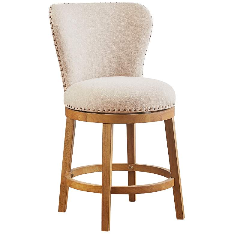 Image 5 Monica 25 inch Tan Fabric Swivel Counter Stool more views