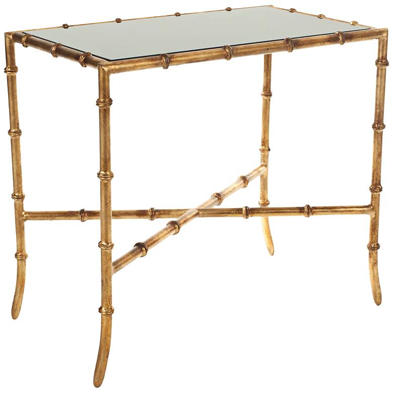 Image 1 Monica Glass-Top Gold Faux Bamboo Accent Table