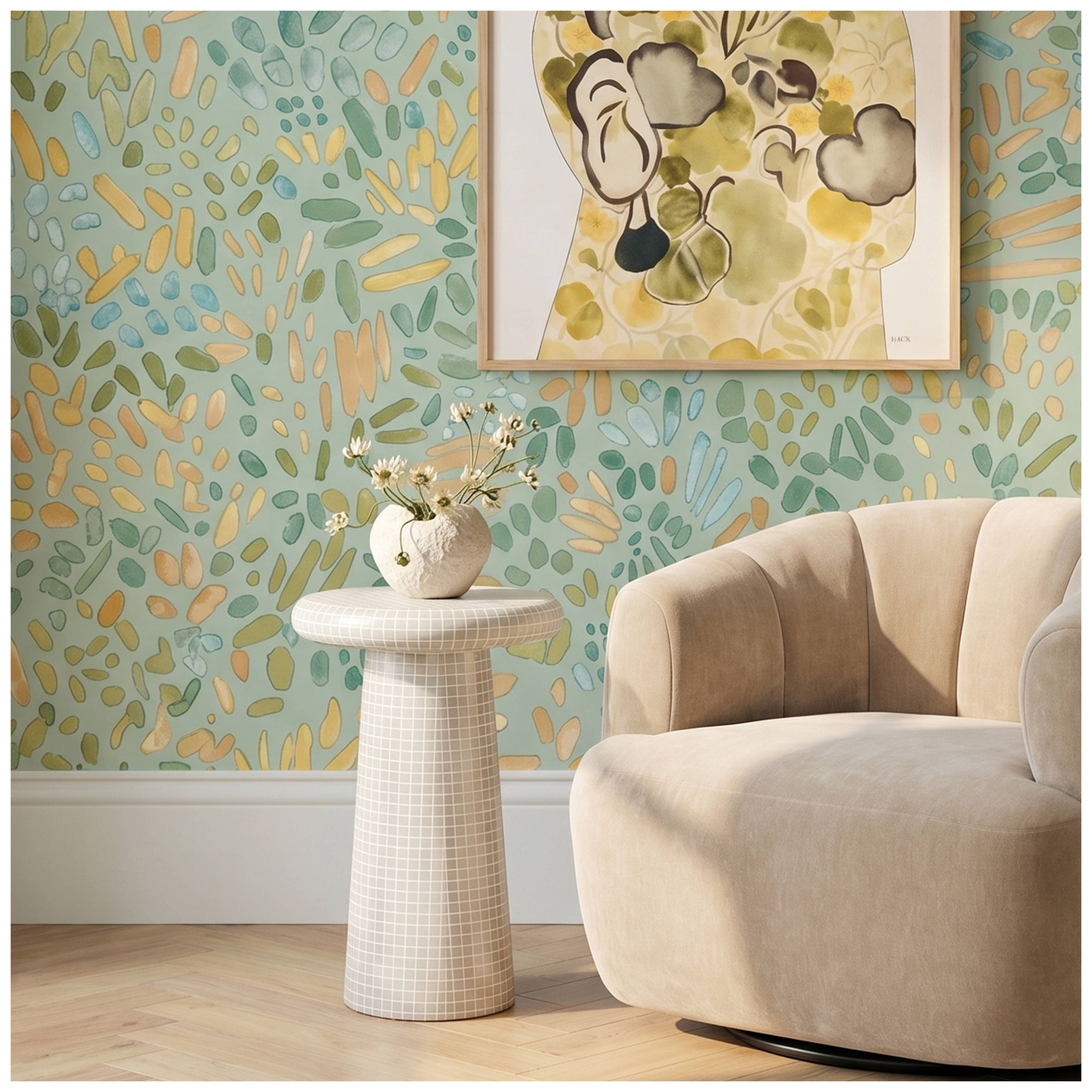Image 2 Monica Tiled Pattern Indoor / Outdoor Tall Side Table more views
