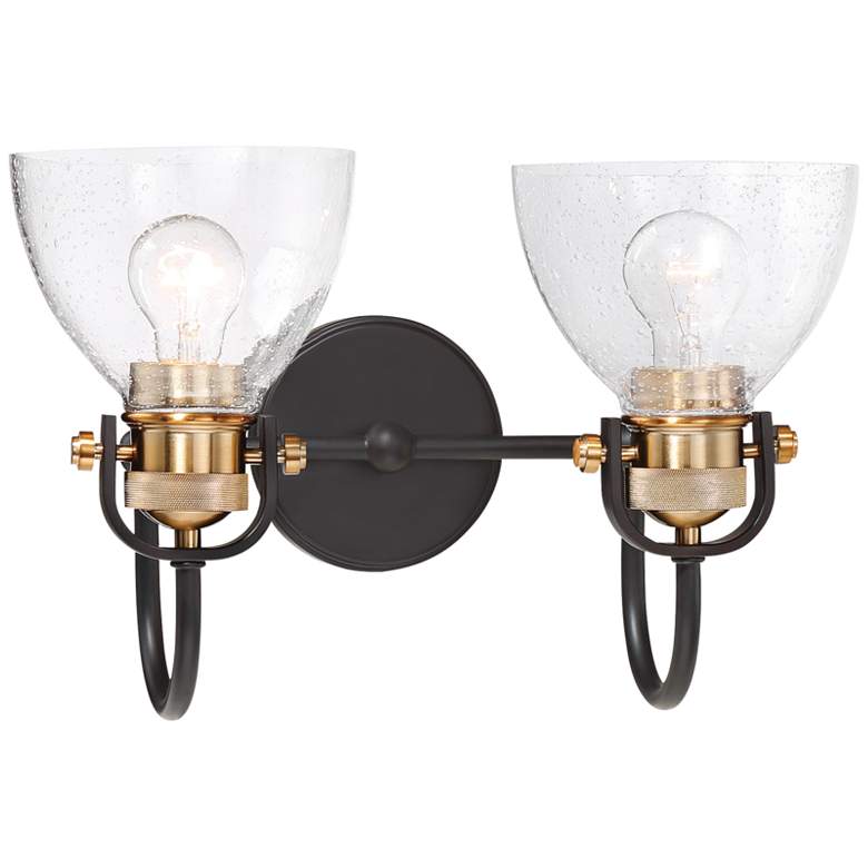 Image 1 Monico 10 1/2" High Bronze and Brass 2-Light Wall Sconce