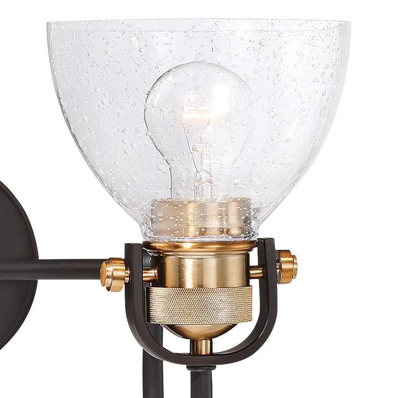 Image 2 Monico 10 1/2" High Bronze and Brass 2-Light Wall Sconce more views
