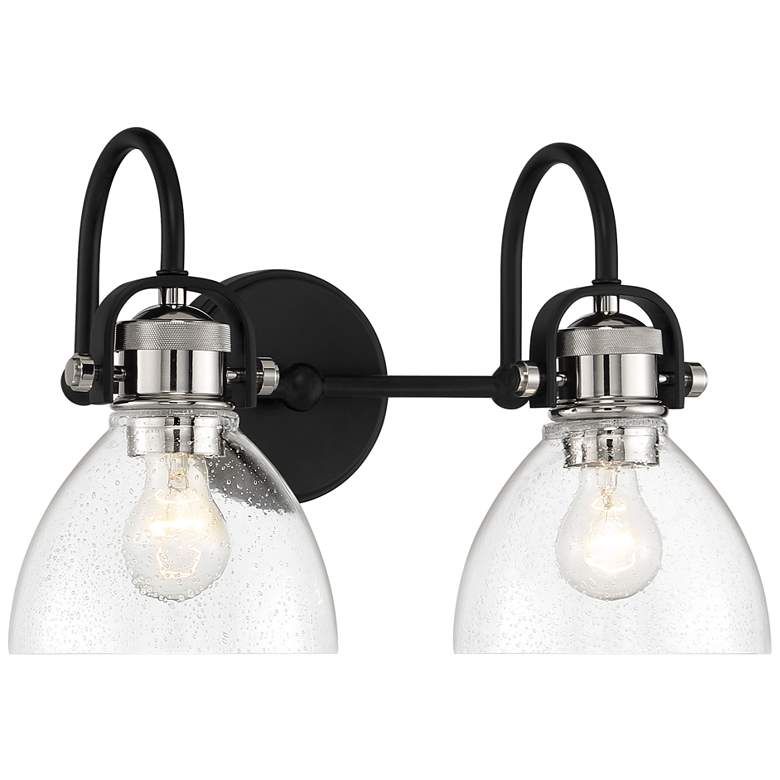 Monico 10 1/2 inchH Matte Black and Nickel 2-Light Wall Sconce
