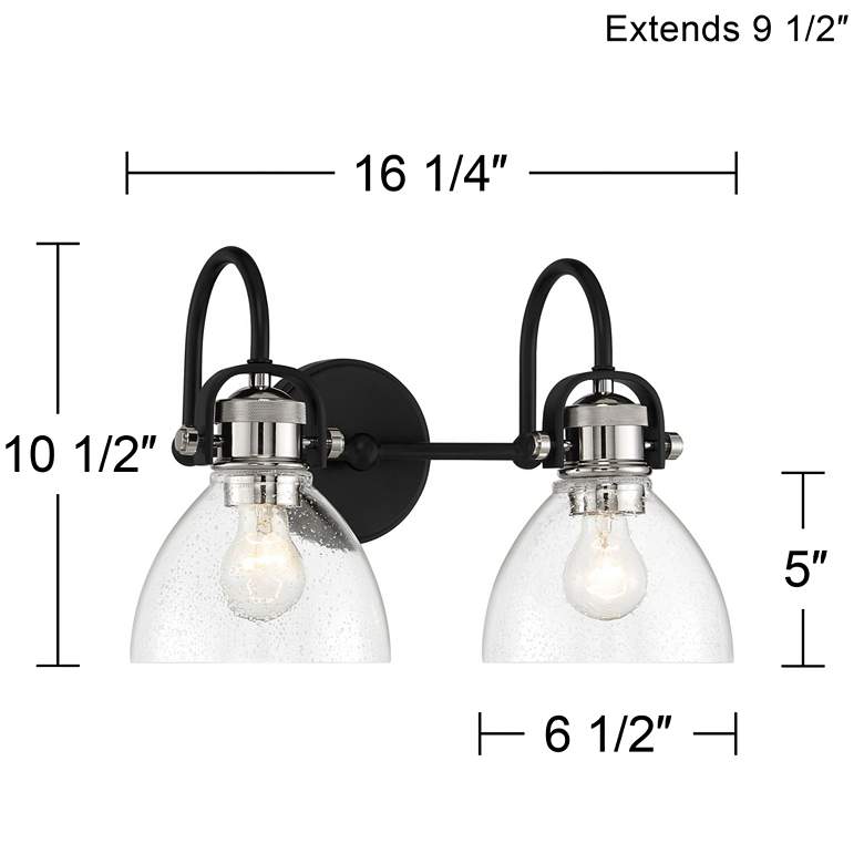 Monico 10 1/2 inchH Matte Black and Nickel 2-Light Wall Sconce more views