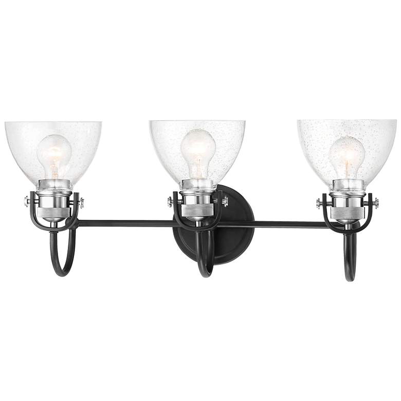 Image 1 Monico 26 inchW Matte Black Polished Nickel 3-Light Bath Light