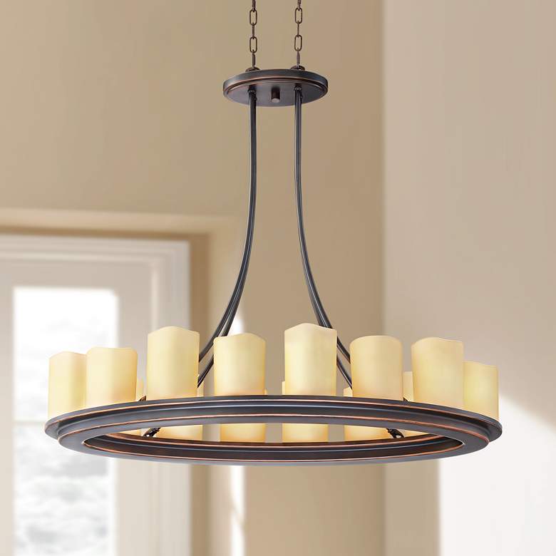 Image 1 Moniker 34"W Oil-Rubbed Bronze 14-Light Island Chandelier