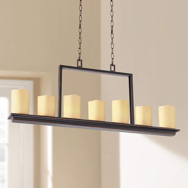 Image 1 Moniker 38" Wide Oil-Rubbed Bronze 7-Light Island Chandelier